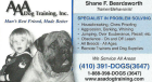 AAA Dog Training, Inc., SPECIALIST IN PROBLEM SOLVING